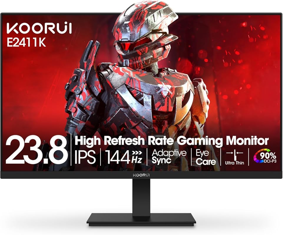 KOORUI 24-Inch 144Hz Full HD IPS Gaming Monitor with Adaptive Sync, 99